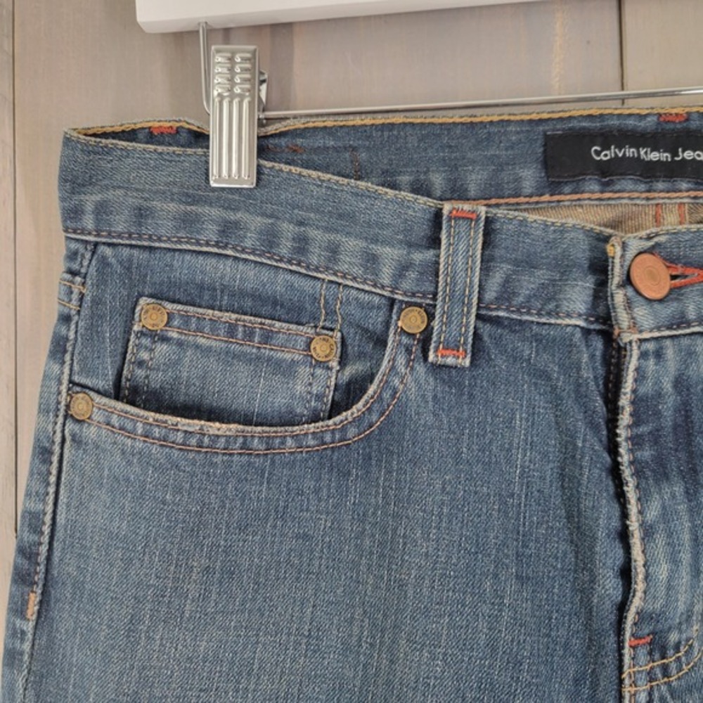 Calvin Klein Jeans Flare Women 6 Blue Good Embroidered Floral Low Rise WP45A18 - Picture 4 of 8